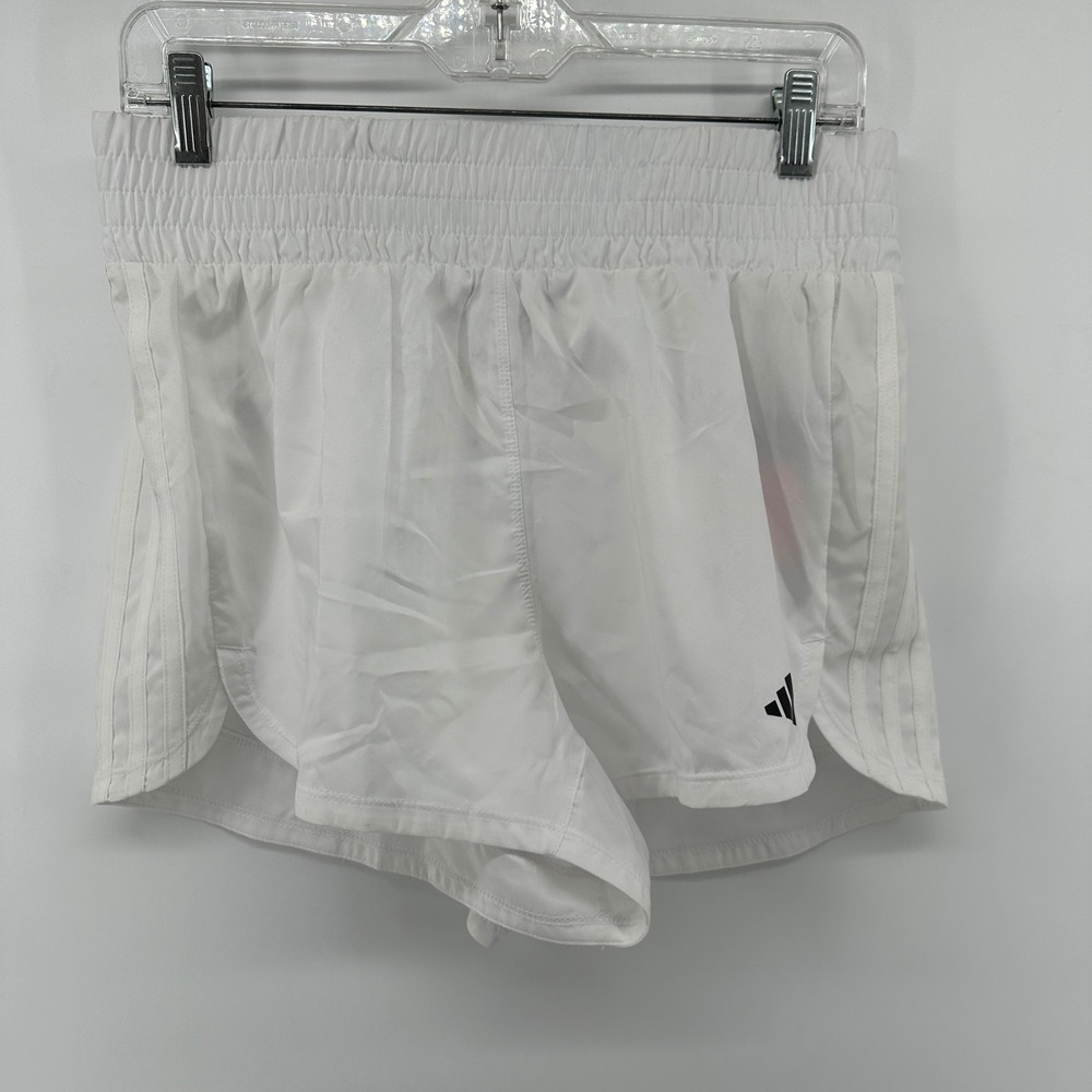 Adidas Pacer Woven High Rise Training Shorts White IS2172 Womens XL 3in